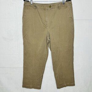 Talbots Women's Capri Dark Khaki Chinos Stretch Size 18 (36 x 24.5) High-Rise